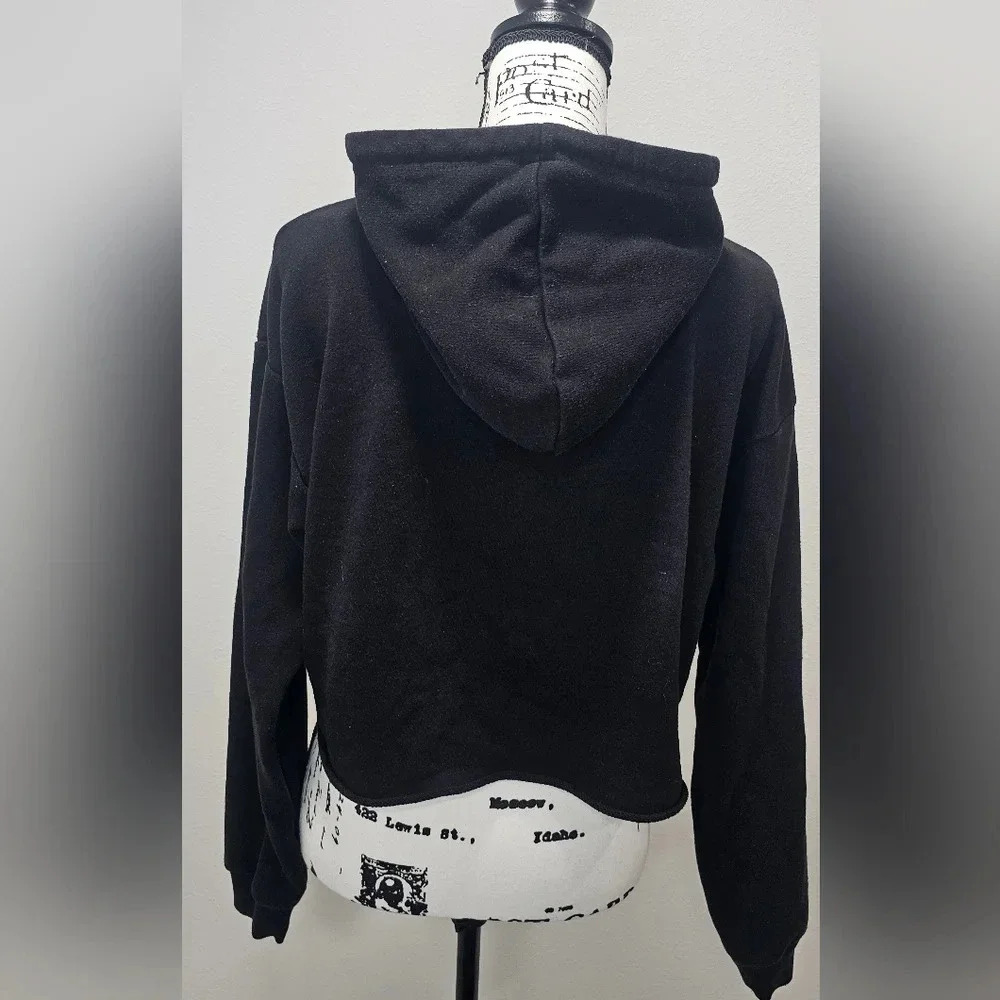 Forever 21 Women's Byee Byee Graphic Print Long Sleeve Crop Top Hoodie Large - Picture 3 of 10